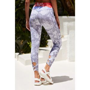 Free People Movement Leggings Small Gray Floral Wave Rider High Rise